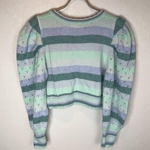 NWT LoveShackFancy Vesper Cropped Cardigan Mint Julep Multi Size Medium - Picture 8 of 16